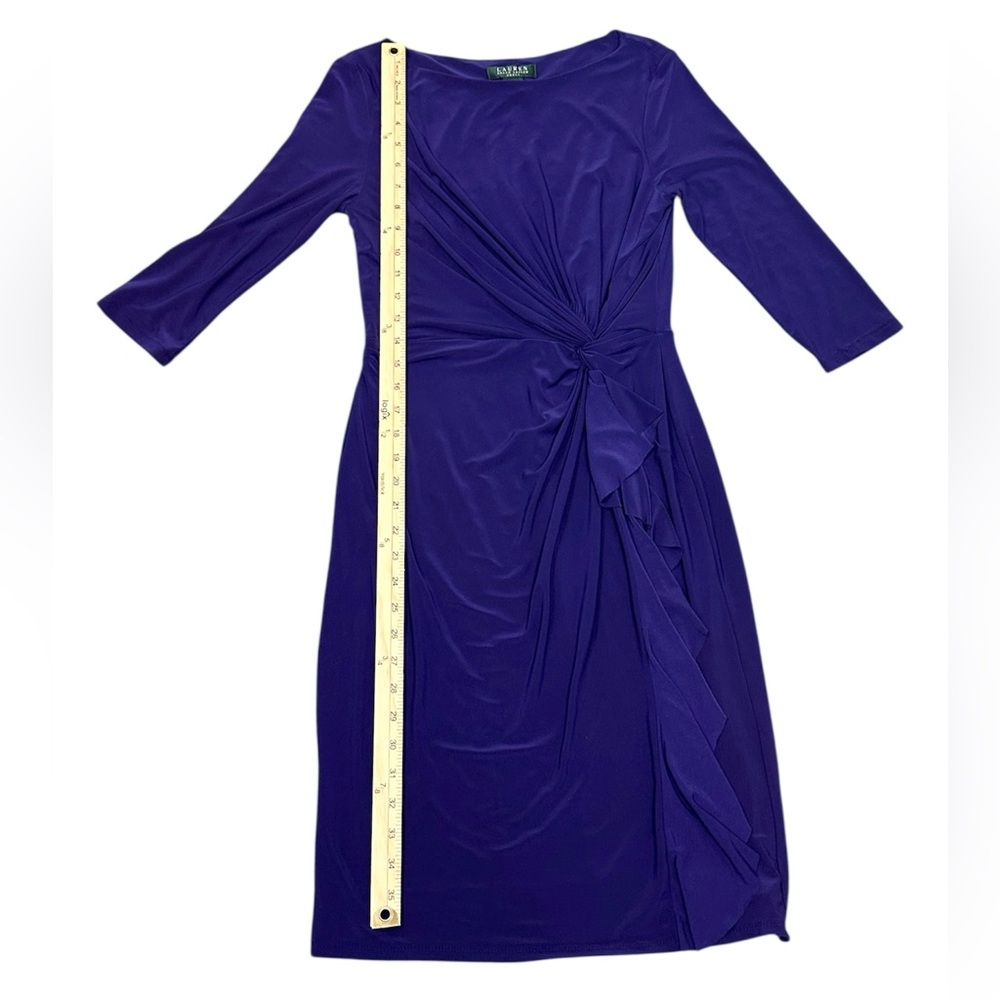 Lauren Ralph Lauren Women’s Twisted-Knot Ruched Size Ruffle Jersey Dress Size 6 - Picture 7 of 9